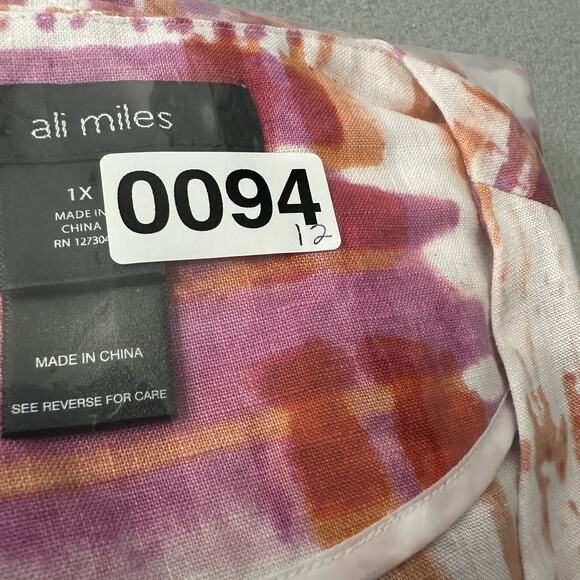 Ali Miles 100% Linen Blazer Top Women’s Size 1X Colorful Artsy Art to Wear - Picture 12 of 12